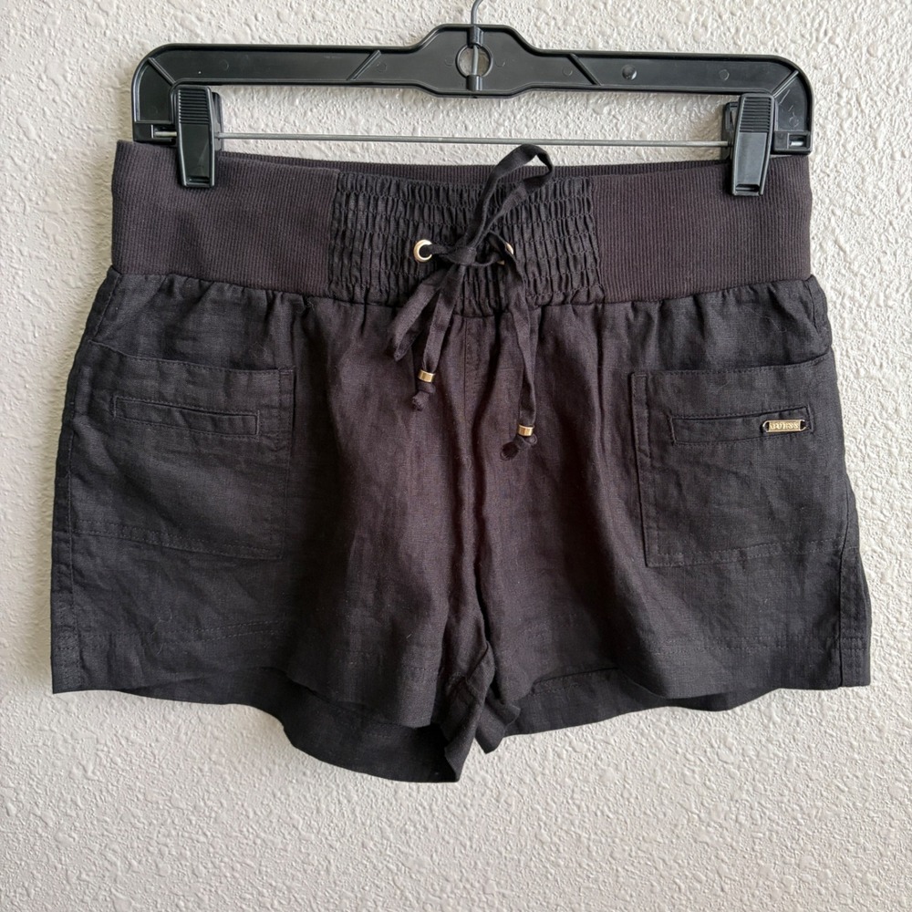 NEW Guess Black Blaire Linen Utility Shorts S - NWT